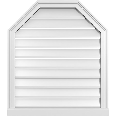 Ekena Millwork Octagonal Top Surface Mount PVC Gable Vent w/ 2"W x 2"P Brickmould Sill Frame, 28"W x 32"H GVPOT28X3203SF